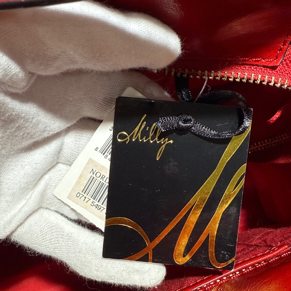NEW MILLY Leather Crossbody/Shoulder Vintage Tote Bag, Red - Picture 4 of 16